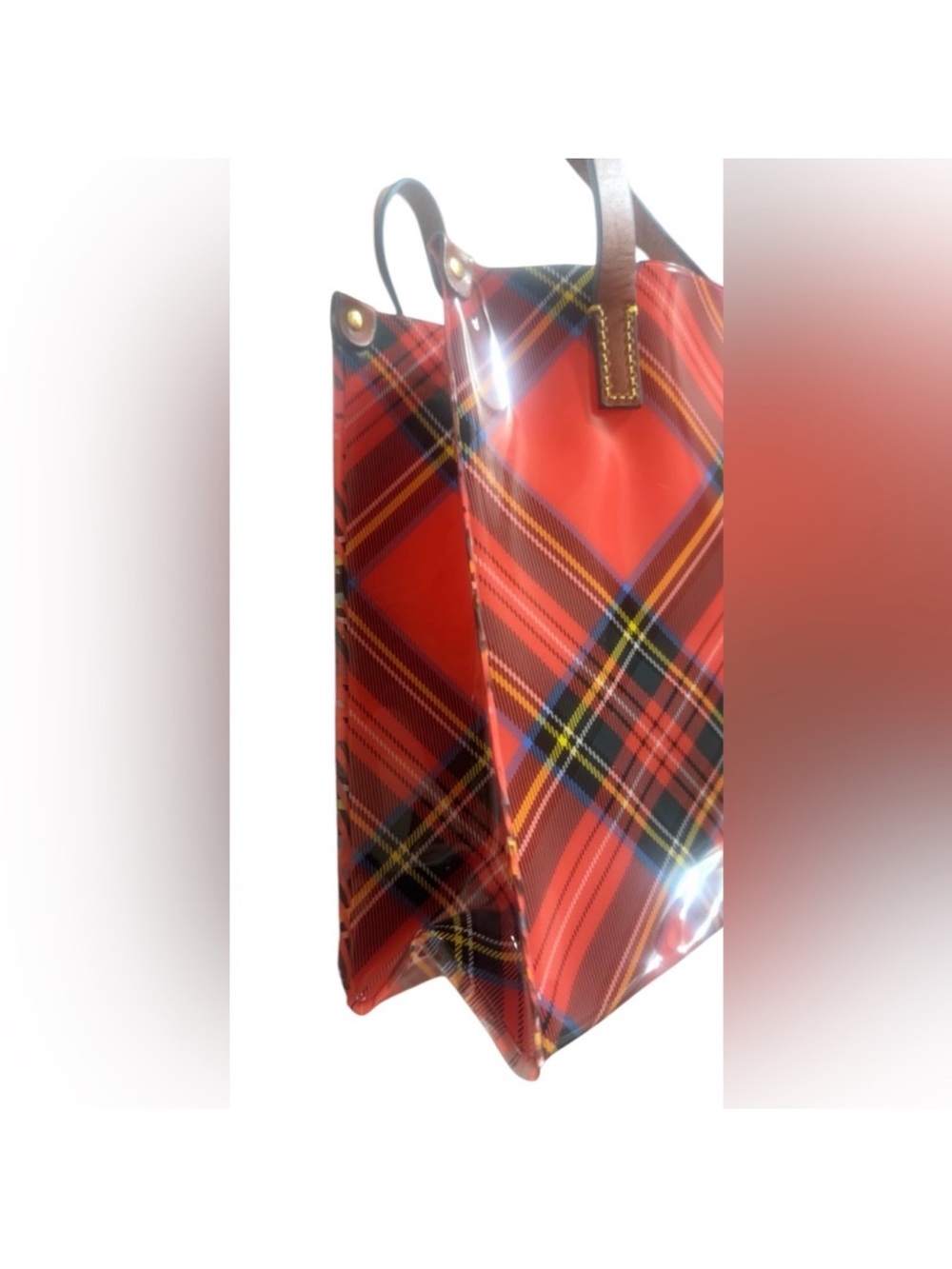 Dooney & Bourke Red Tartan Patent Leather Tote NWT - Picture 2 of 5